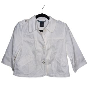 NWT French Cuff White Crop Jacket, Size S 🤍
